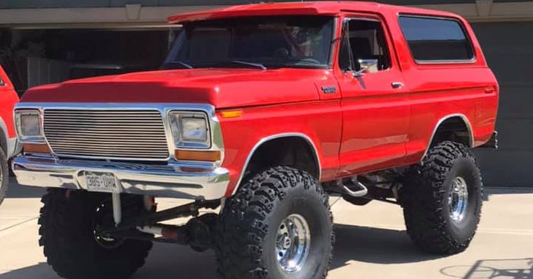1979 Ford Bronco Red On Super Swampers 4x4